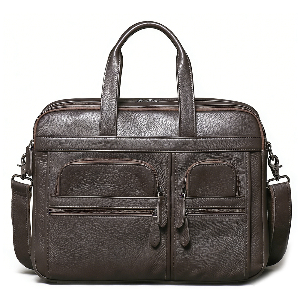 Leather Work Bag Mens - Porte-documents en cuir véritable pour homme,