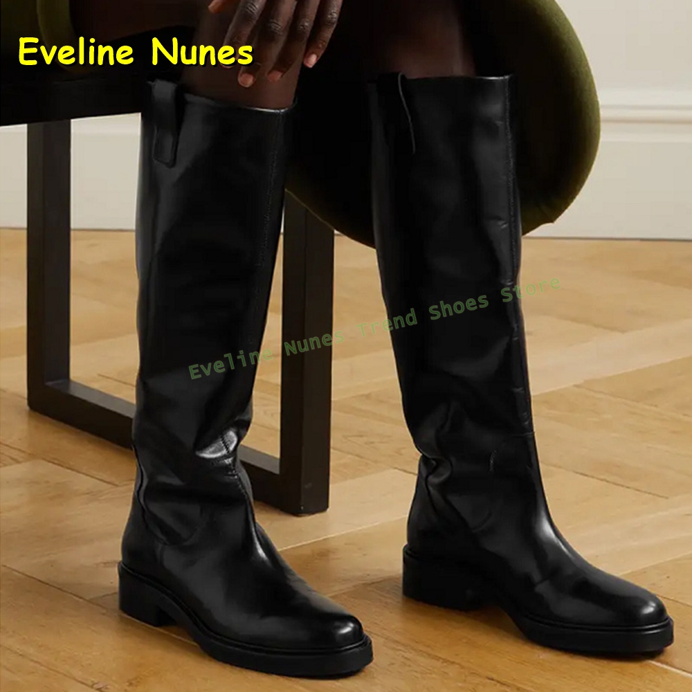 Leather Work Women Shoes - Bottes d'équitation noires en cuir pour