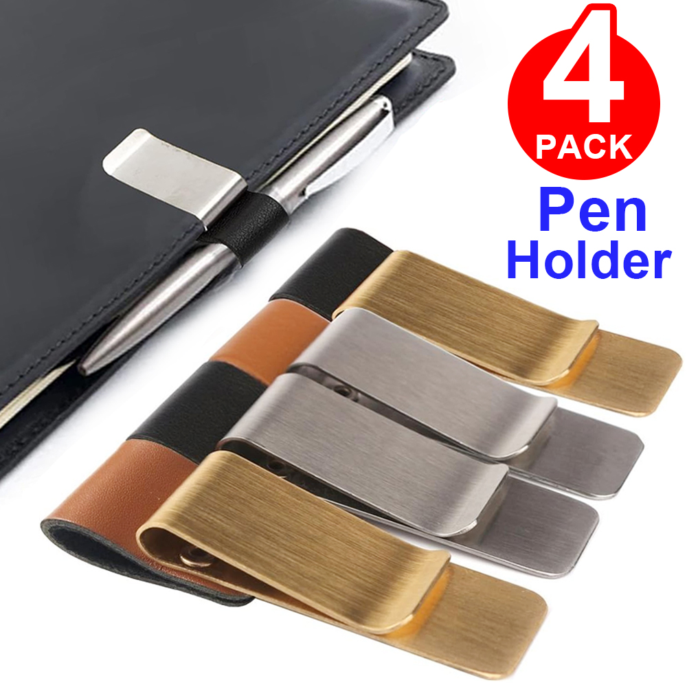 Leather Work Notepad - Porte-stylo en cuir et laiton fait