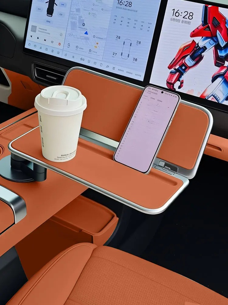 Leatherwork Desk - Console centrale, petite table pliable avec