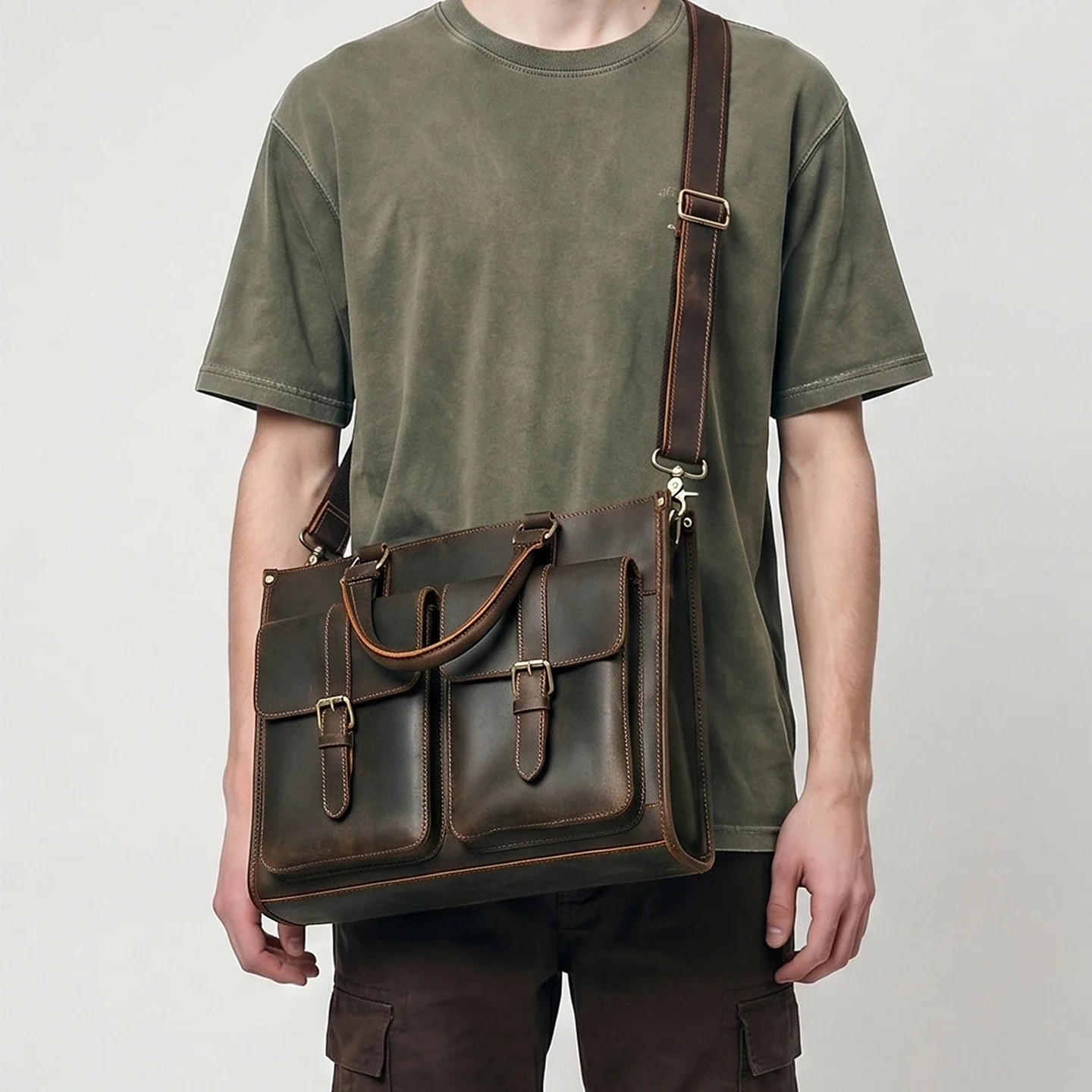 Sac à bandoulière vintage en c - Leather Work Bag Mens avis et prix