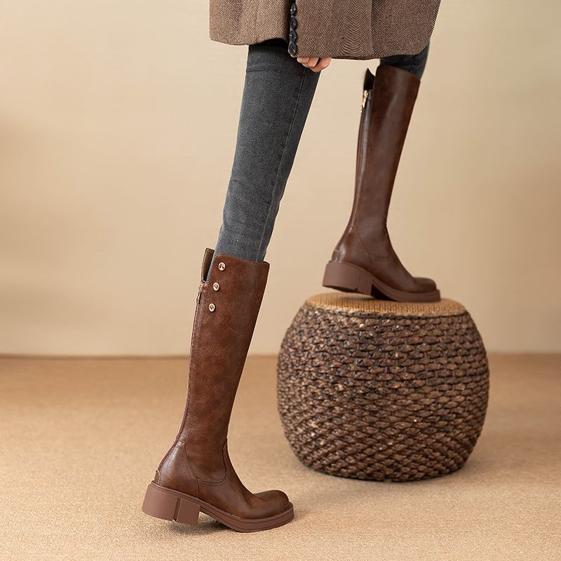 Automne hiver talon moyen dame - Leather Work Women Shoes avis et prix